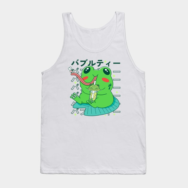 Kawaii Frog Anime Bubble Tea Tank Top by Bruno Pires